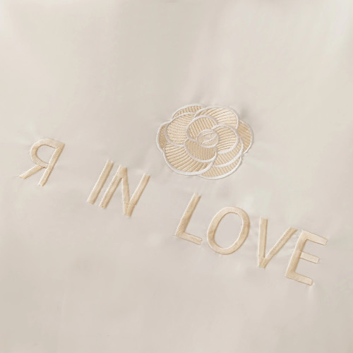 Комплект постельного белья Сатин-Шелк Я IN LOVE/Я ВЛЮБЛЕН на резинке LVR002 Евро простыня 160×200×30 см, 4 наволочки Белый