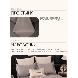 Комплект постельного белья Сатин Velvet Premium/Вельвет Премиум с Одеялом VP010 Евро пододеяльник 200×220 см, 4 наволочки Молочный
