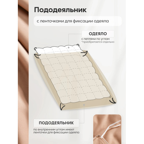 Комплект постельного белья Однотонный Сатин Элитный на резинке OCER015 Евро простыня 180×200×30 см, 4 наволочки Светлый бежево-карам…