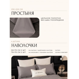 Комплект постельного белья Сатин Velvet Premium/Вельвет Премиум с Одеялом VP013 Евро пододеяльник 200×220 см, 4 наволочки Молочный
