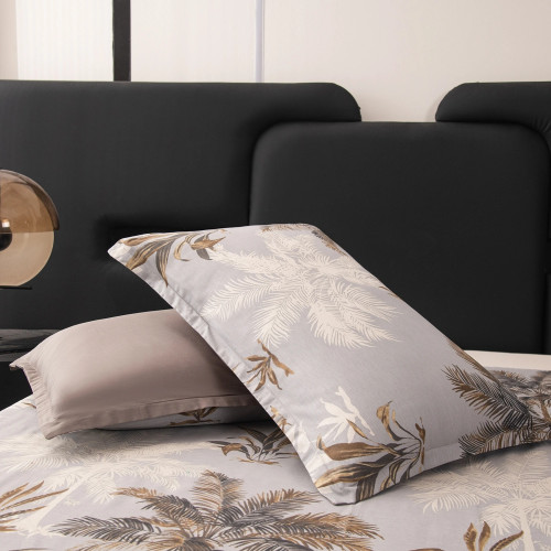 Комплект постельного белья на резинке Сатин Velouria Luxe/Велюрия Люкс с Одеялом VLR009 Евро простыня 180×200×25 см, 4 наволочки Серый